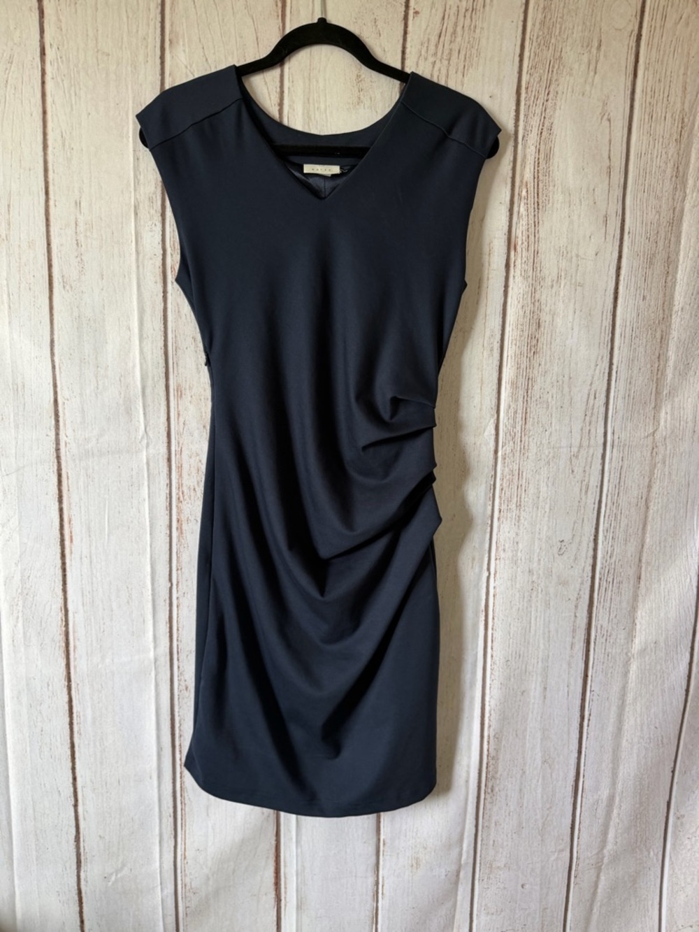 Kaffe India V-Neck Ruched Midnight Blue Dress Size S